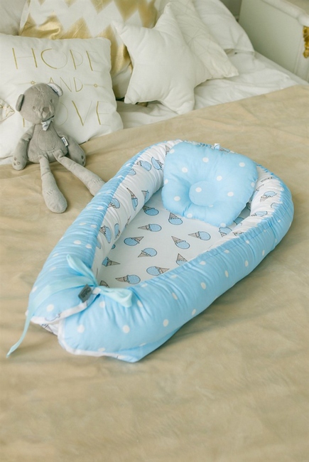 Кокон-гнездышко для новорожденных Babynest Ice Cream Blue