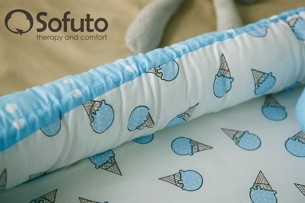 Кокон-гнездышко для новорожденных Babynest Ice Cream Blue