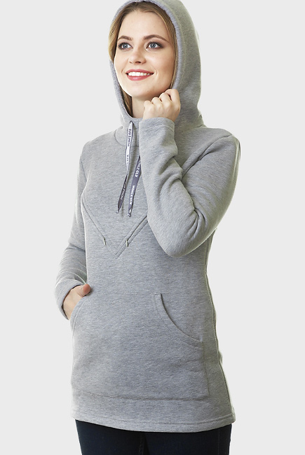 Толстовка для беременных и кормящих из футера Betty, серый