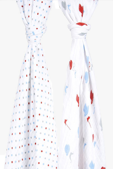 Пеленки муслиновые для новорожденных большие, Bébé au Lait Bowler/Polka