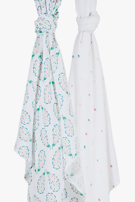 Пеленки муслиновые для новорожденных большие, Bébé au Lait Peacocks/Pansies