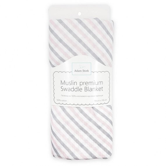 Муслиновая пеленка для новорожденных Adam Stork большая, Pink Stripes