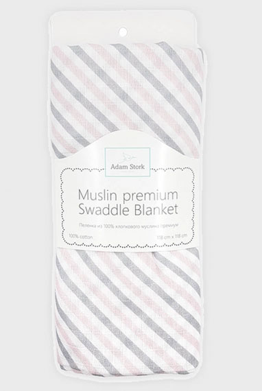 Муслиновая пеленка для новорожденных Adam Stork большая, Pink Stripes