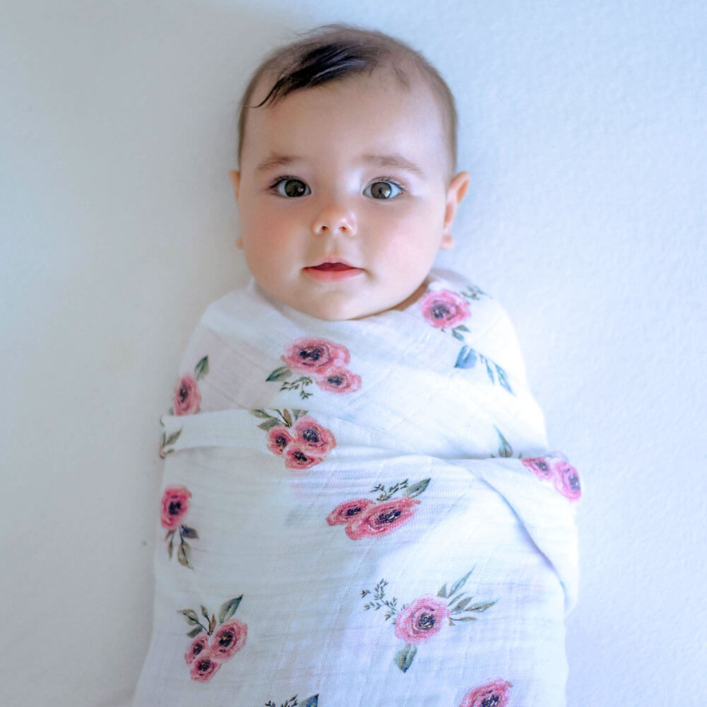 Муслиновые пеленки для новорожденных Adam Stork большие, набор 2, Flowers