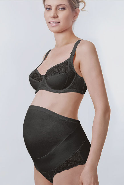 Бандаж трусы для беременных дородовой с кружевом, черный