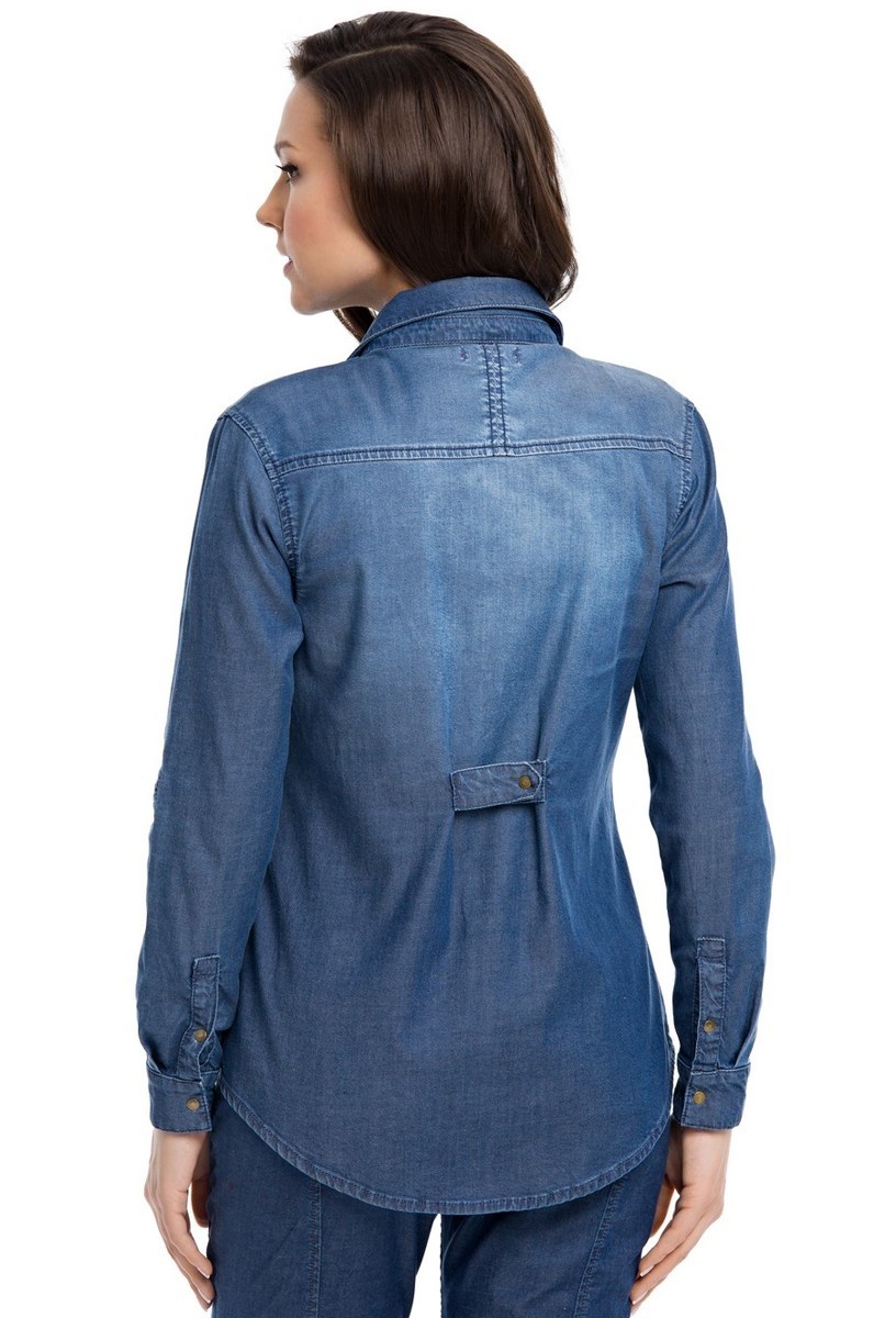 Блуза-рубашка для беременных и кормящих деним, цвет синий