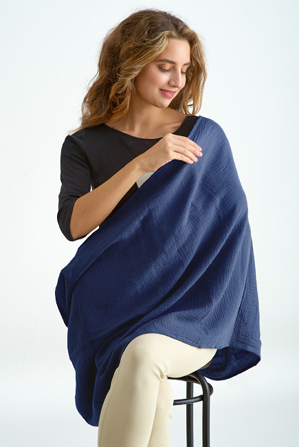 Накидка для кормления (милк снуд) муслиновая, Dark Blue