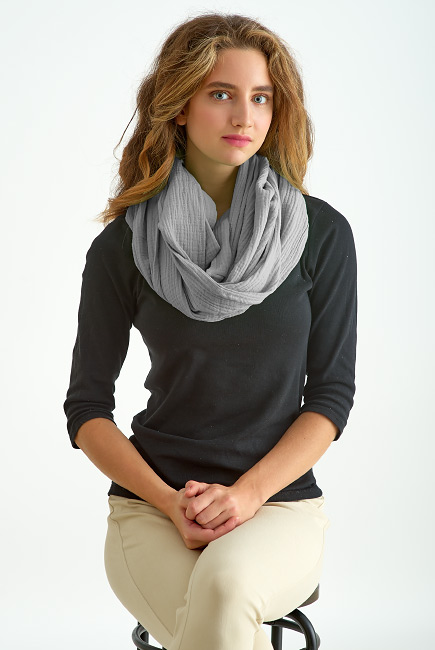 Накидка для кормления (милк-снуд) муслиновая, Grey