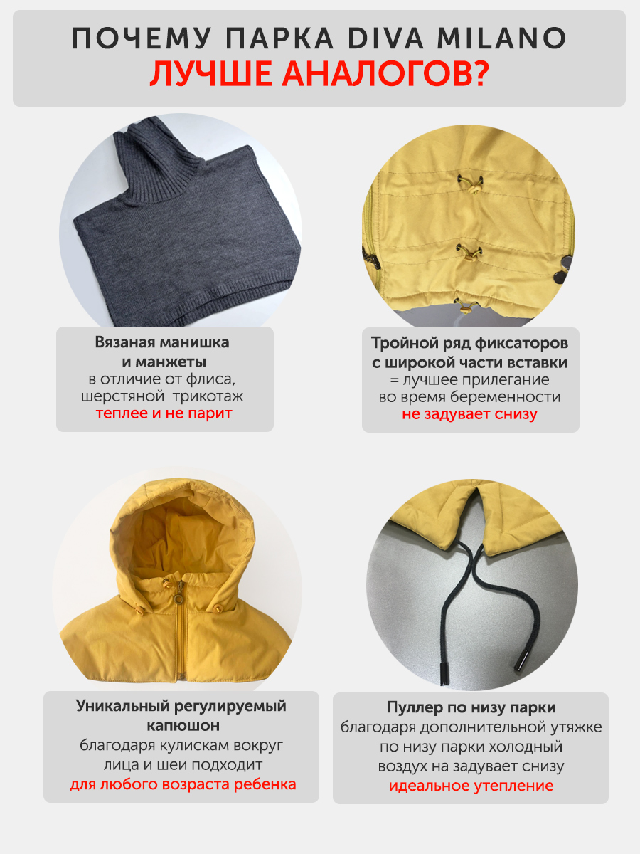 Слингокуртка зимняя - парка для беременных 3 в 1 с мехом, пудровый