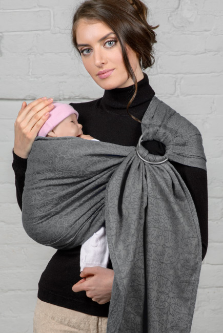 Слинг с кольцами для новорожденных Diva Basico, Charcoal