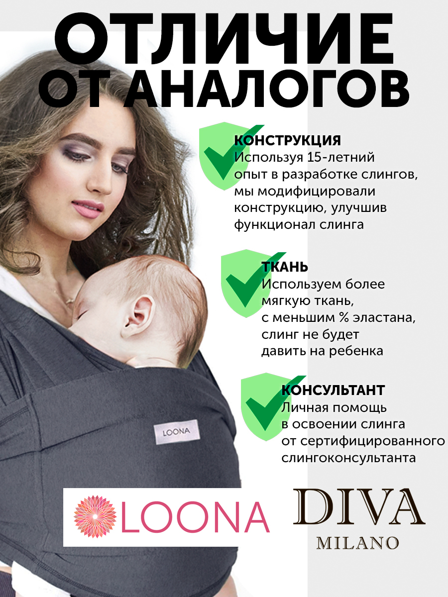 Слинг без намотки с рождения Loona, Grafite