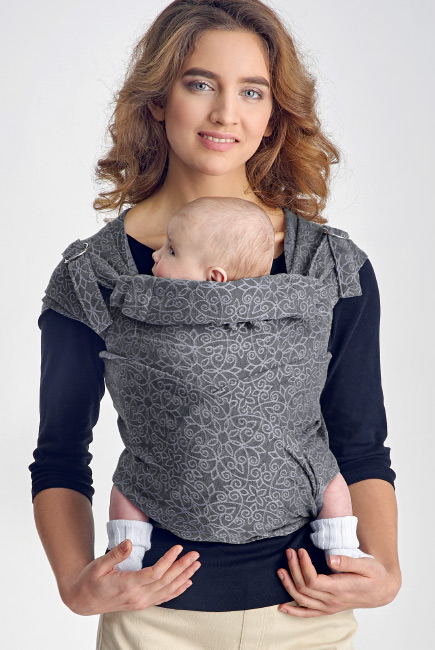 Май-слинг Diva Basico, Charcoal с капюшоном