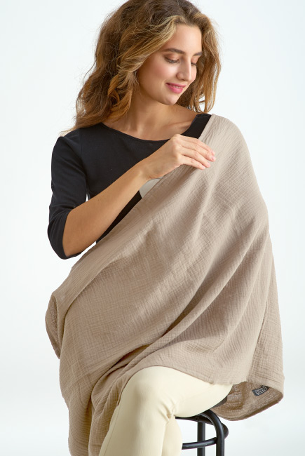 Накидка для кормления (милк-снуд) муслиновая, телесный