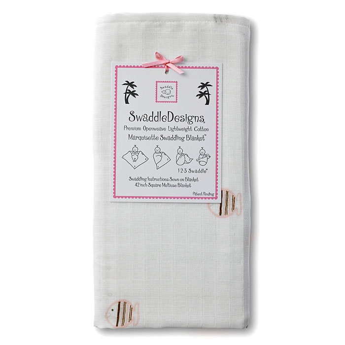 Пеленка детская тонкая SwaddleDesigns Маркизет Pink/Mocha Fish