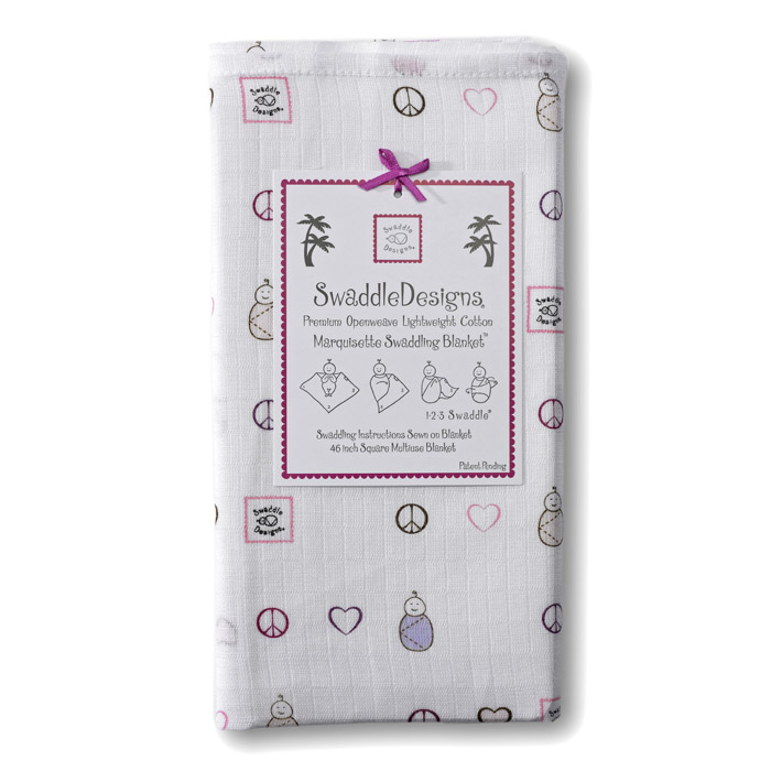 Пеленка детская тонкая SwaddleDesigns Маркизет VB Peace Love SW