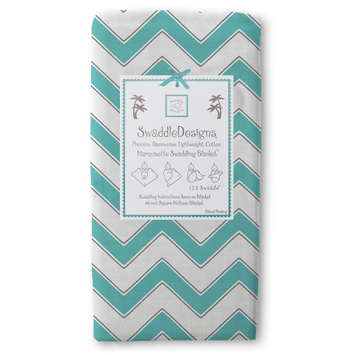 Пеленка детская тонкая SwaddleDesigns Маркизет Turquoise Chevron