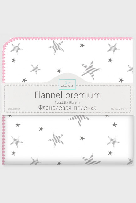 Фланелевая пеленка для новорожденных Adam Stork большая, принт Pink Stars