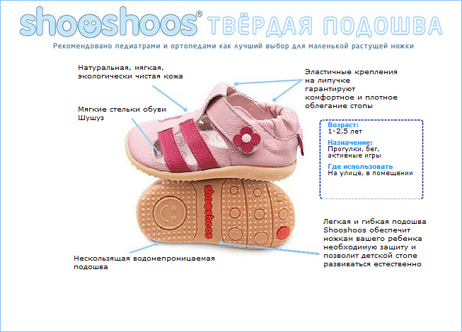 ShooShoos свойства обуви на твердой подошве