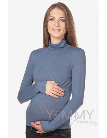 Водолазка для беременных и кормящих, цвет индиго меланж