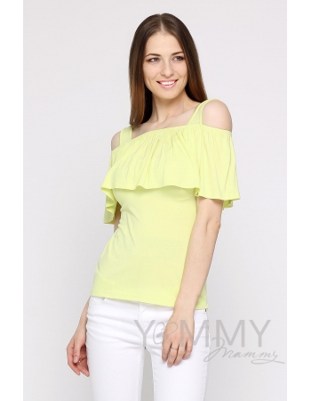 Топ для беременных и кормящих с воланом, цвет светло-желтый