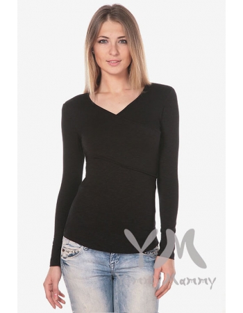 Лонгслив кимоно для кормящих и беременных, цвет черный