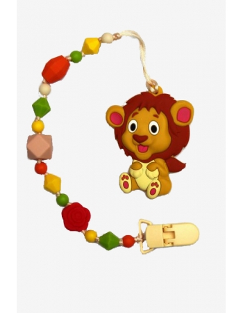 Силиконовый прорезыватель с держателем Лев