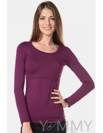 Лонгслив из модала для кормящих и беременных, темная орхидея
