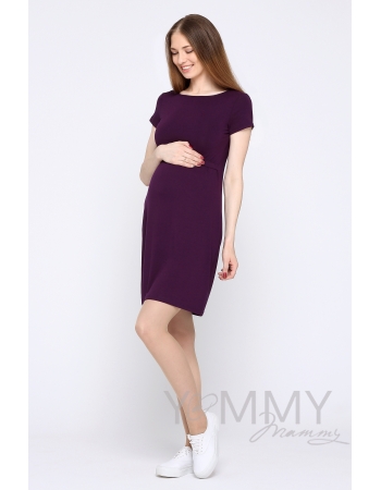 Платье для кормящих и беременных из вискозы, темно-лиловое