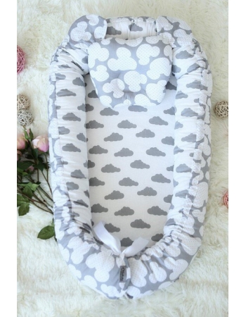 Кокон-гнездышко для новорожденных Babynest Clouds Silver