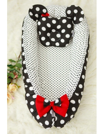 Гнездышко-кокон для новорожденных Babynest Minnie black dots
