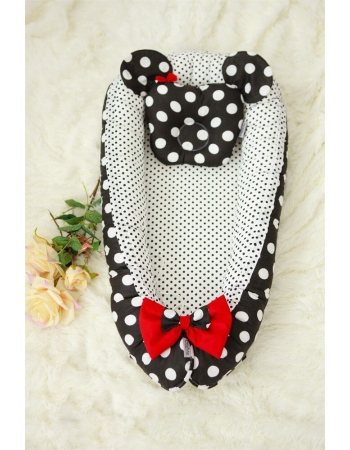 Гнездышко-кокон для новорожденных Babynest Minnie black dots