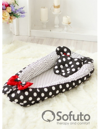 Гнездышко-кокон для новорожденных Babynest Minnie black dots