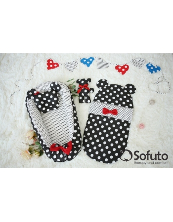 Гнездышко-кокон для новорожденных Babynest Minnie black dots