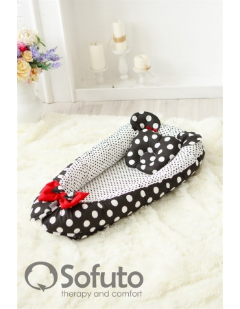 Гнездышко-кокон для новорожденных Babynest Minnie black dots