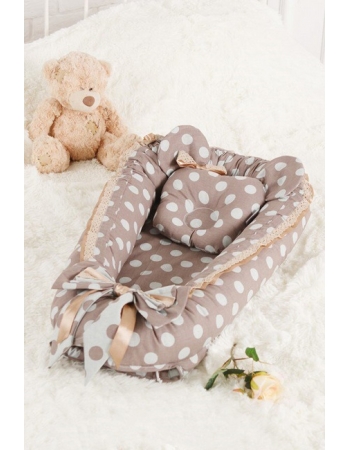 Гнездышко для новорожденных Babynest Polka dot chocco