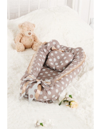 Гнездышко для новорожденных Babynest Polka dot chocco