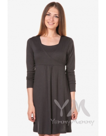 Платье-туника с пояском для беременных и кормящих, графит