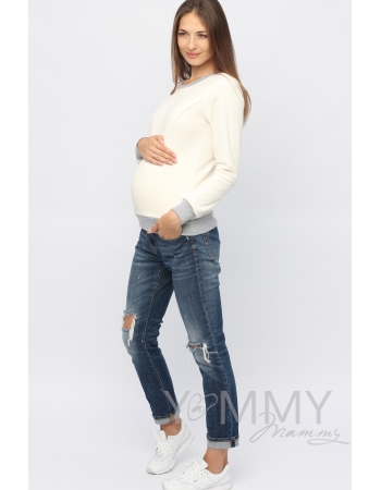 Джемпер для кормящих и беременных флисовый, цвет экрю