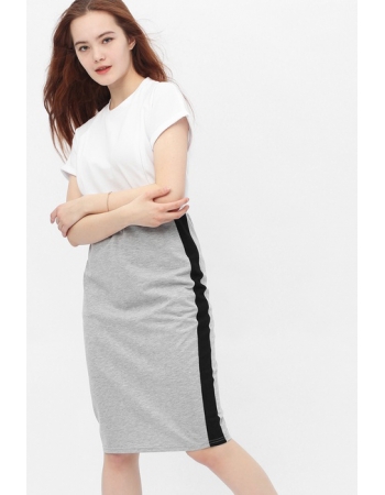 Юбка-карандаш для беременных и родивших универсальная, серый меланж/черный