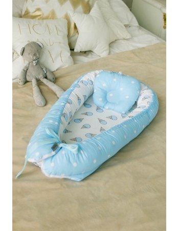 Кокон-гнездышко для новорожденных Babynest Ice Cream Blue