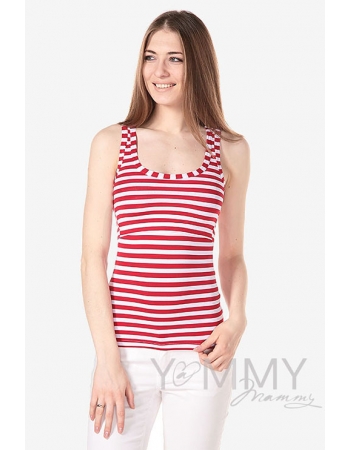 Майка для кормящих и беременных, в красную полоску