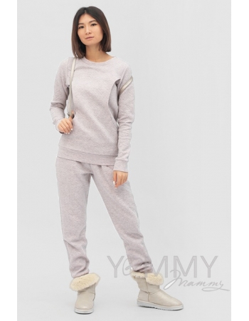 Костюм для кормящих и беременных, серо-розовый меланж