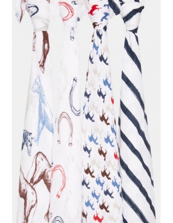 Муслиновые пеленки для новорожденных Aden&Anais, большие, набор 4, Wild Horses