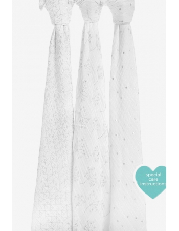 Муслиновые пеленки для новорожденных Aden&Anais мерцающие большие, набор 3, Metallic Silver Deco