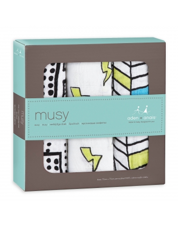 Муслиновые пеленки для новорожденных Aden&Anais средние, набор 3, Musy Whiz Kid