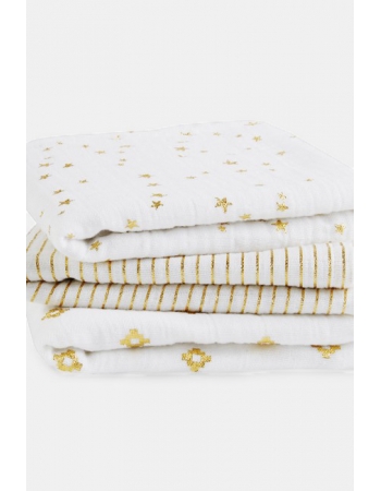 Муслиновые пеленки для новорожденных Aden&Anais мерцающие средние, набор 3, Metallic Gold