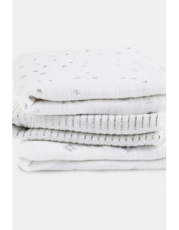 Муслиновые пеленки для новорожденных Aden&Anais мерцающие средние, набор 3, Metallic Silver