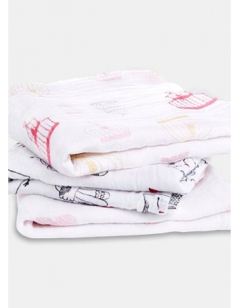 Муслиновые пеленки для новорожденных Aden&Anais средние, набор 3, Love Bird
