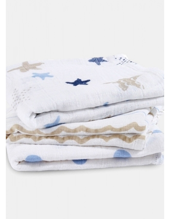 Муслиновые пеленки для новорожденных Aden&Anais средние, набор 3, Rock Star