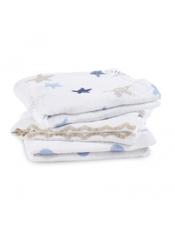 Муслиновые пеленки для новорожденных Aden&Anais средние, набор 3, Rock Star